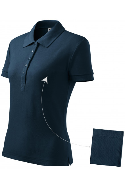 Γυναικείο απλό πουκάμισο πόλο, σκούρο μπλε, βαμβακερά μπλουζάκια
