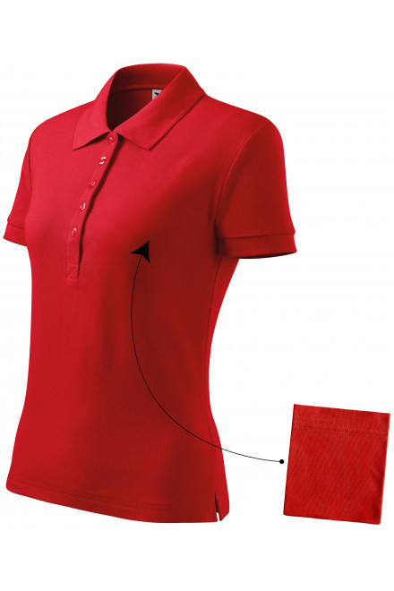 Γυναικείο απλό πουκάμισο πόλο, το κόκκινο, μπλουζάκια χωρίς εκτύπωση