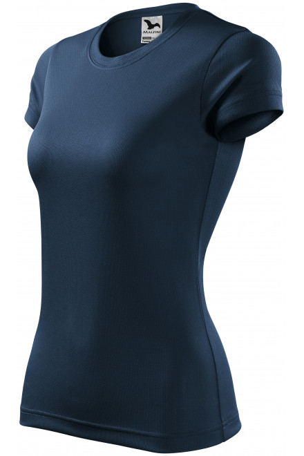 Γυναικείο αθλητικό μπλουζάκι, σκούρο μπλε, μπλουζάκια χωρίς εκτύπωση