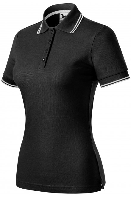 Γυναικείο κλασικό μπλουζάκι πόλο, μαύρος, μονόχρωμα μπλουζάκια