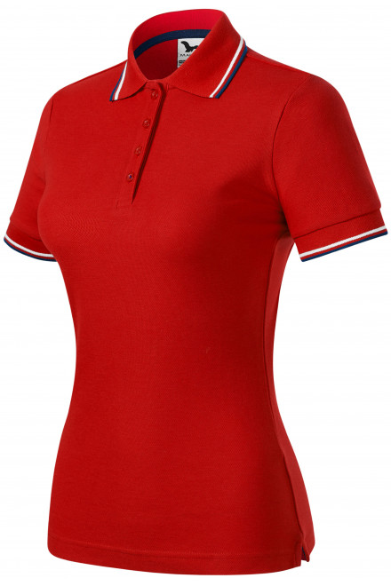 Γυναικείο κλασικό μπλουζάκι πόλο, το κόκκινο, μπλουζάκια χωρίς εκτύπωση