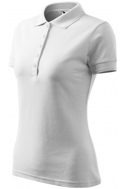 Γυναικείο κομψό πουκάμισο πόλο, λευκό, πόλο μπλουζάκια
