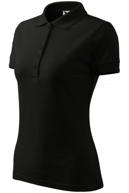 Γυναικείο κομψό πουκάμισο πόλο, μαύρος, μαύρα μπλουζάκια