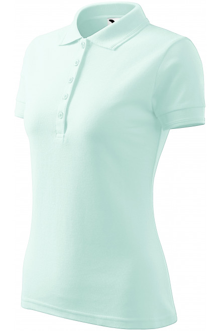 Γυναικείο κομψό πουκάμισο πόλο, παγωμένο πράσινο, μπλουζάκια με κοντά μανίκια