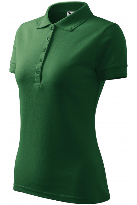 Γυναικείο κομψό πουκάμισο πόλο, πράσινο μπουκάλι, γυναικεία μπλουζάκια πόλο