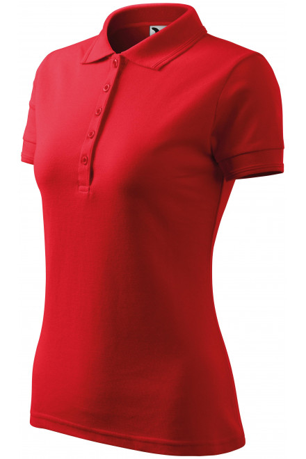 Γυναικείο κομψό πουκάμισο πόλο, το κόκκινο, γυναικεία μπλουζάκια