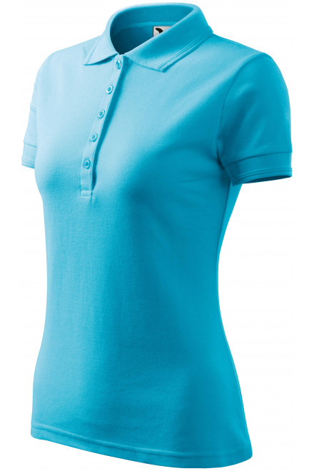 Γυναικείο κομψό πουκάμισο πόλο, τουρκουάζ, γυναικεία μπλουζάκια πόλο