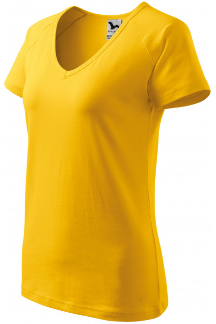 Γυναικείο κωνικό μπλουζάκι με μανίκια raglan, κίτρινος, μπλουζάκια