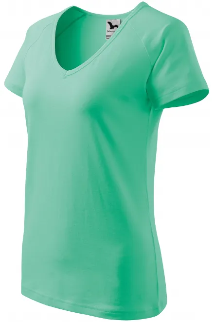 Γυναικείο κωνικό μπλουζάκι με μανίκια raglan, μέντα