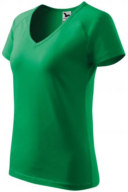 Γυναικείο κωνικό μπλουζάκι με μανίκια raglan, πράσινο γρασίδι
