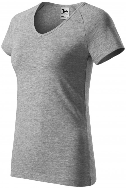 Γυναικείο κωνικό μπλουζάκι με μανίκια raglan, σκούρο γκρι μάρμαρο, μπλουζάκια
