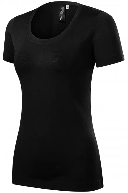 Γυναικείο μπλουζάκι από μαλλί Merino, μαύρος