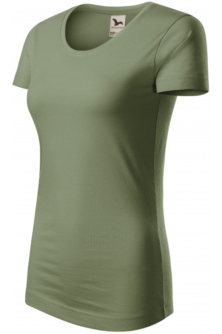 Γυναικείο μπλουζάκι από οργανικό βαμβάκι, χακί, πράσινα μπλουζάκια