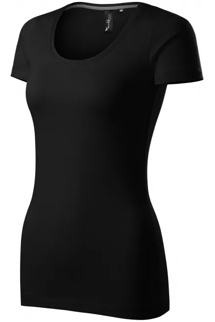 Γυναικείο μπλουζάκι με διακοσμητική ραφή, μαύρος