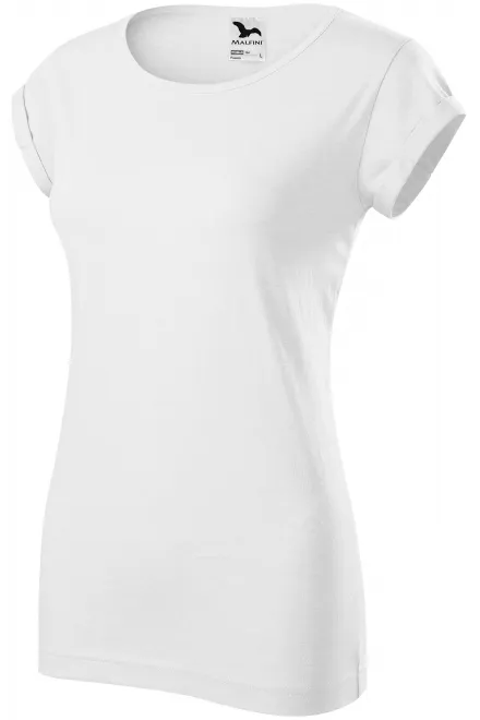 Γυναικείο μπλουζάκι με κυλιόμενα μανίκια, λευκό
