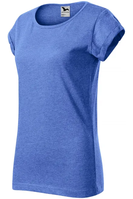 Γυναικείο μπλουζάκι με κυλιόμενα μανίκια, μπλε μάρμαρο