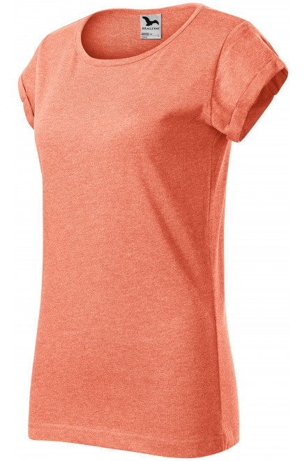 Γυναικείο μπλουζάκι με κυλιόμενα μανίκια, πορτοκαλί μάρμαρο, γυναικεία μπλουζάκια