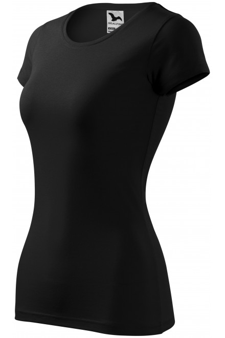 Γυναικείο μπλουζάκι με λεπτή εφαρμογή, μαύρος, μπλουζάκια με κοντά μανίκια