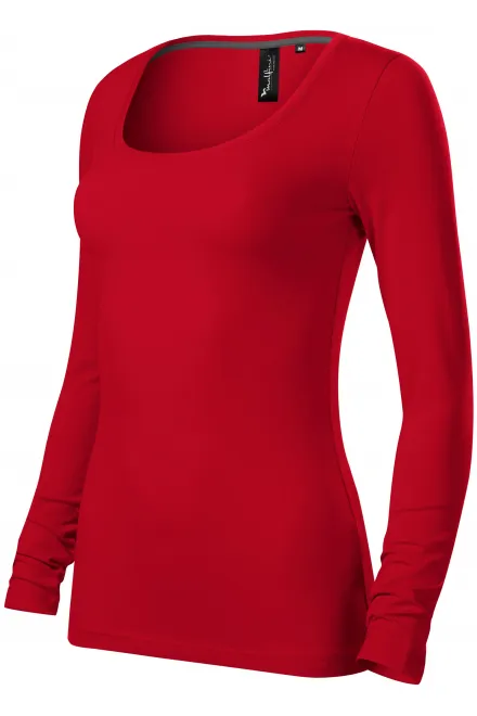 Γυναικείο μπλουζάκι με μακριά μανίκια και βαθύτερη λαιμόκοψη, τύπος κόκκινο