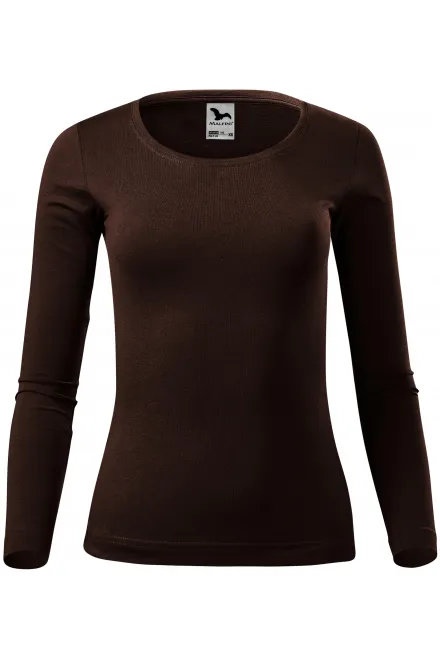 Γυναικείο μπλουζάκι με μακριά μανίκια - καφές, XS