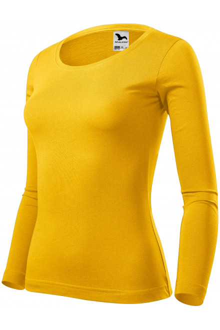 Γυναικείο μπλουζάκι με μακριά μανίκια, κίτρινος, κίτρινα μπλουζάκια