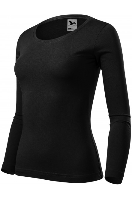 Γυναικείο μπλουζάκι με μακριά μανίκια, μαύρος, μαύρα μπλουζάκια