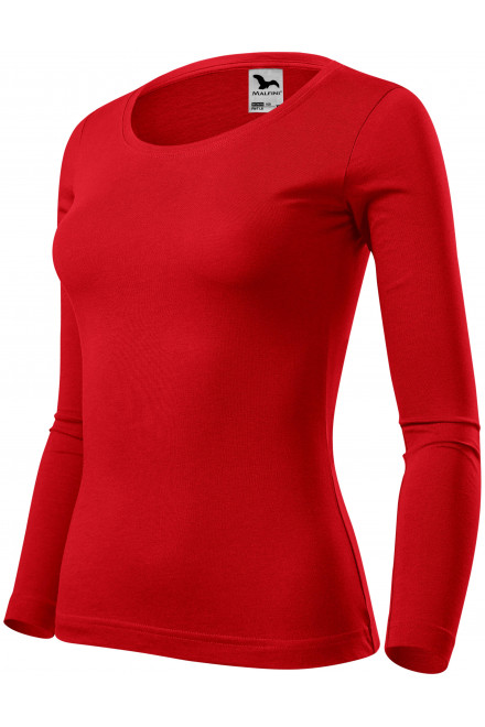 Γυναικείο μπλουζάκι με μακριά μανίκια, το κόκκινο, κόκκινα μπλουζάκια