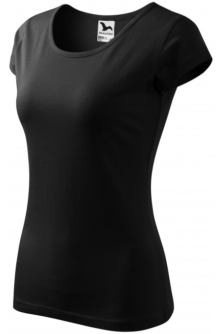 Γυναικείο μπλουζάκι με πολύ κοντά μανίκια, μαύρος, βαμβακερά μπλουζάκια