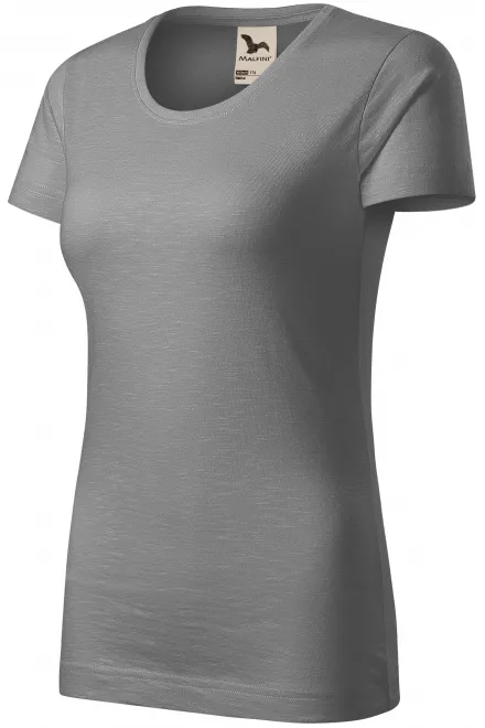 Γυναικείο μπλουζάκι, οργανικό βαμβάκι με υφή, ανοιχτό ασήμι
