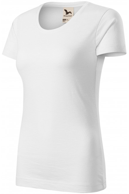 Γυναικείο μπλουζάκι, οργανικό βαμβάκι με υφή, λευκό, μπλουζάκια χωρίς εκτύπωση
