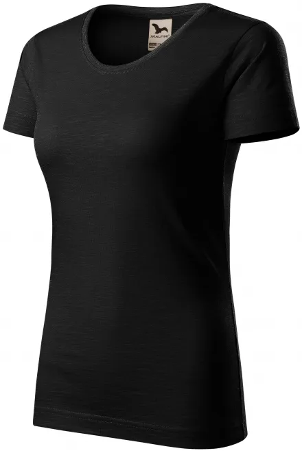 Γυναικείο μπλουζάκι, οργανικό βαμβάκι με υφή, μαύρος