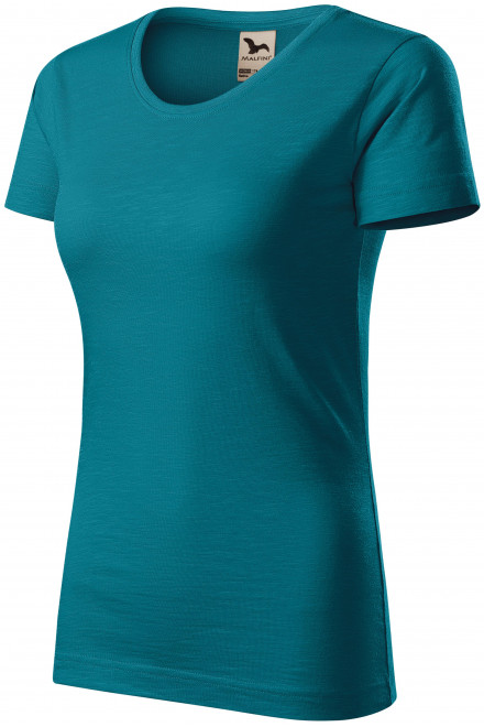 Γυναικείο μπλουζάκι, οργανικό βαμβάκι με υφή, μπλε βενζίνης
