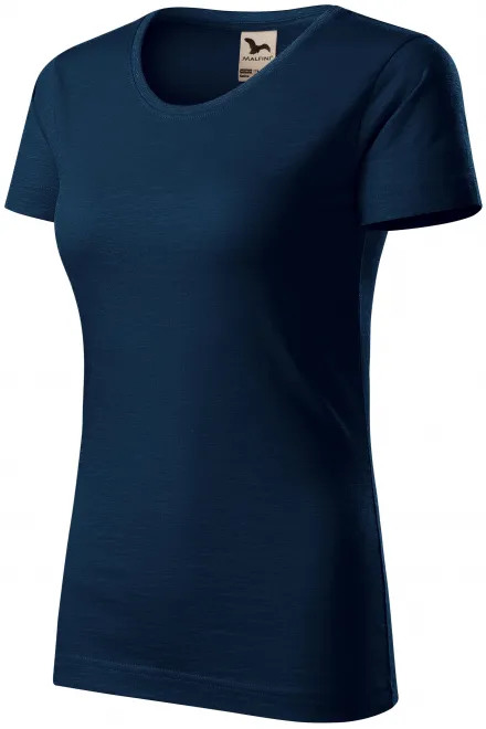 Γυναικείο μπλουζάκι, οργανικό βαμβάκι με υφή, σκούρο μπλε