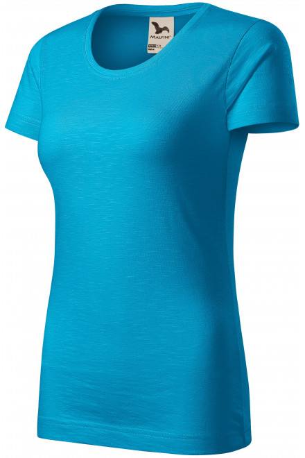 Γυναικείο μπλουζάκι, οργανικό βαμβάκι με υφή, τουρκουάζ, μπλουζάκια χωρίς εκτύπωση