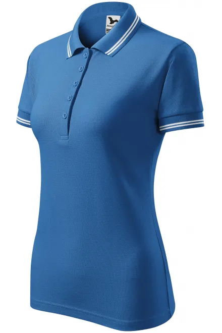 Γυναικείο πουκάμισο πόλο αντίθεσης, γαλάζιο