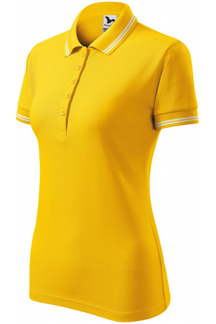 Γυναικείο πουκάμισο πόλο αντίθεσης, κίτρινος, γυναικεία μπλουζάκια πόλο