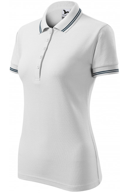 Γυναικείο πουκάμισο πόλο αντίθεσης, λευκό, μπλουζάκια με κοντά μανίκια