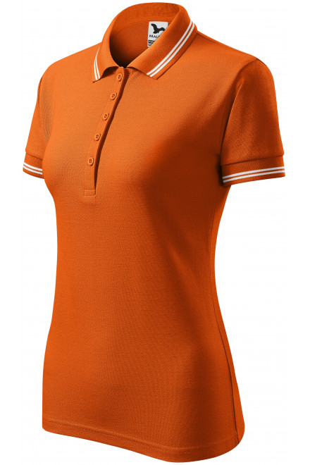 Γυναικείο πουκάμισο πόλο αντίθεσης, πορτοκάλι, γυναικεία μπλουζάκια πόλο