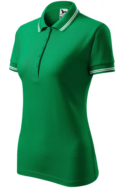 Γυναικείο πουκάμισο πόλο αντίθεσης, πράσινο γρασίδι