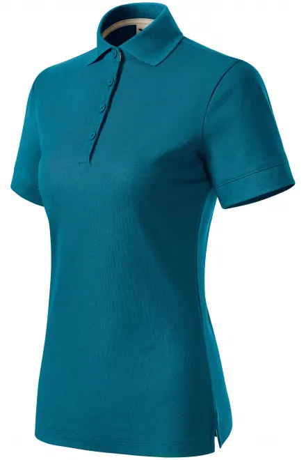 Γυναικείο πουκάμισο πόλο από οργανικό βαμβάκι, μπλε βενζίνης