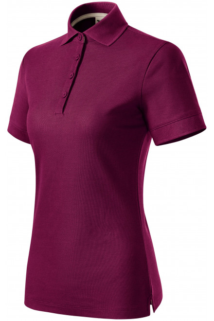 Γυναικείο πουκάμισο πόλο από οργανικό βαμβάκι, φουξία, μπλουζάκια με κοντά μανίκια