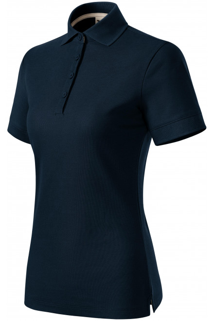 Γυναικείο πουκάμισο πόλο από οργανικό βαμβάκι, σκούρο μπλε, μονόχρωμα μπλουζάκια