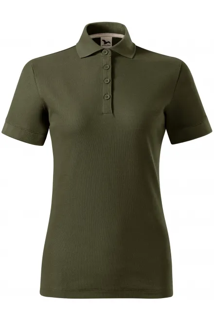 Γυναικείο πουκάμισο πόλο από οργανικό βαμβάκι - Στρατός, 2XL