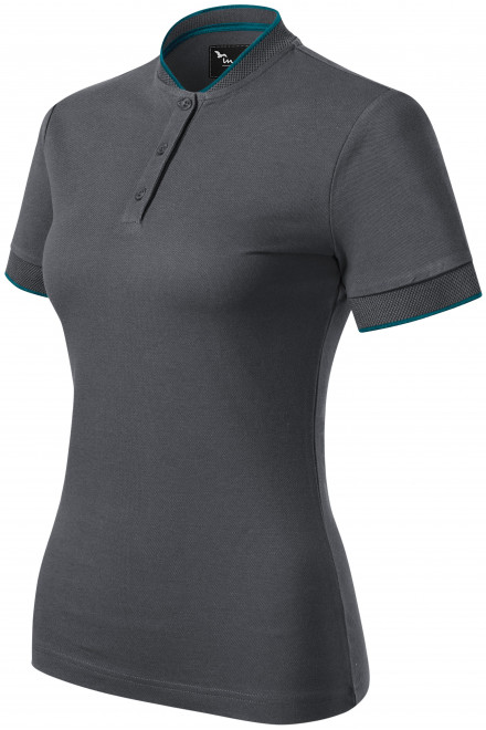 Γυναικείο πουκάμισο πόλο με γιακά bomber, ανοιχτό γκρι, μπλουζάκια χωρίς εκτύπωση