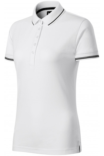 Γυναικείο πουκάμισο πόλο με κοντά μανίκια, λευκό, μονόχρωμα μπλουζάκια