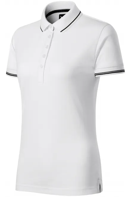 Γυναικείο πουκάμισο πόλο με κοντά μανίκια, λευκό