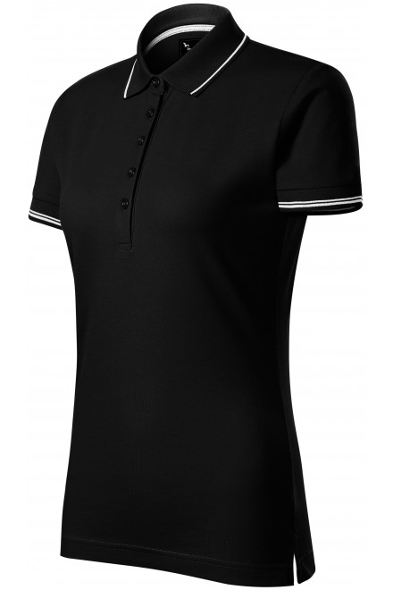 Γυναικείο πουκάμισο πόλο με κοντά μανίκια, μαύρος, μπλουζάκια με κοντά μανίκια