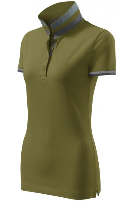 Γυναικείο πουκάμισο πόλο με ψηλό γιακά, αβοκάντο