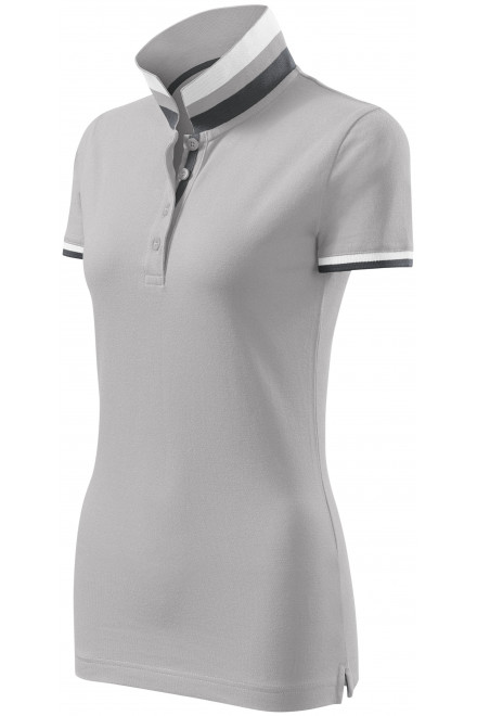Γυναικείο πουκάμισο πόλο με ψηλό γιακά, ασημί γκρι, μπλουζάκια