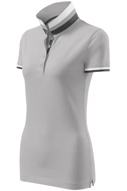 Γυναικείο πουκάμισο πόλο με ψηλό γιακά, ασημί γκρι